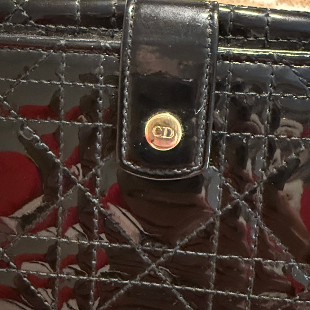 DIOR Patent Cannage Lady Dior Eden Wallet Black - Picture 4 of 13